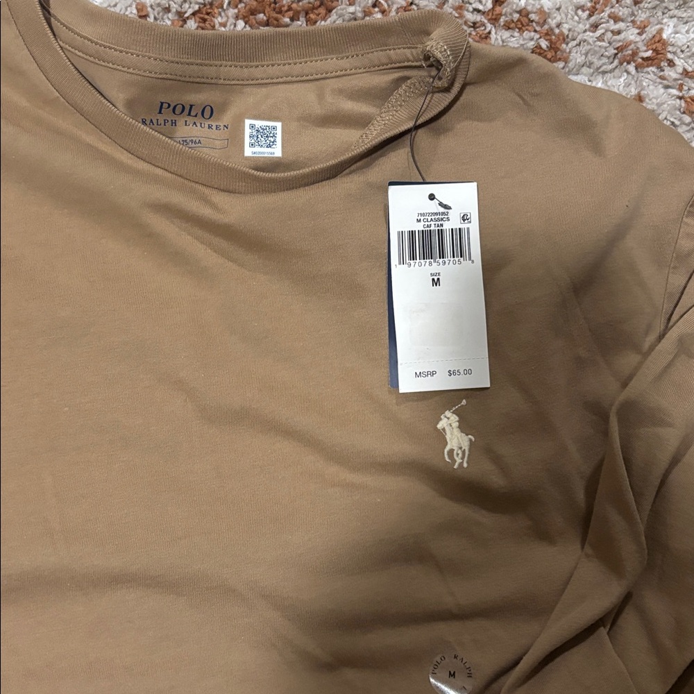 Polo by Ralph Lauren Men’s Tan Crewneck Long Sleeve Shirt - Picture 6 of 6